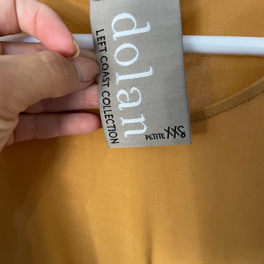 Anthropologie gold side tie wrap dress.